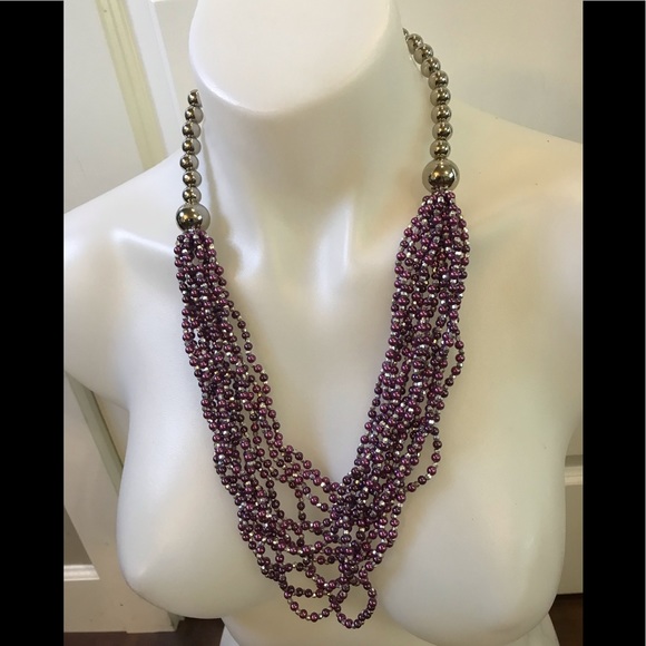Gorgeous Sparkly Purple/Silver Beaded Necklace - Picture 4 of 7